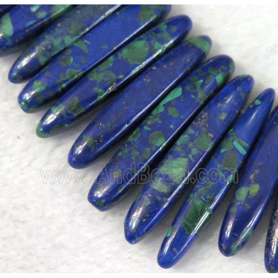 Azurite Beads for necklace, stick, blue