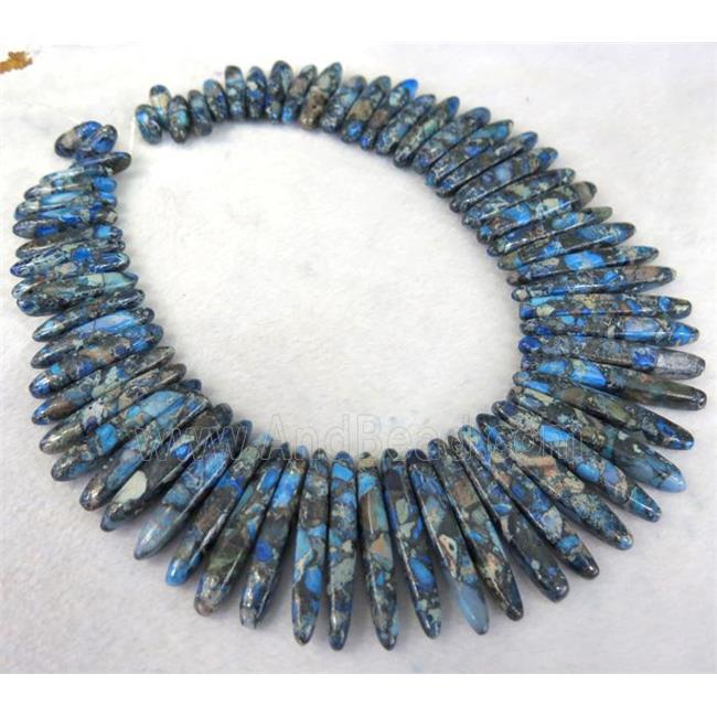 Imperial Jasper Beads for necklace, stick, blue