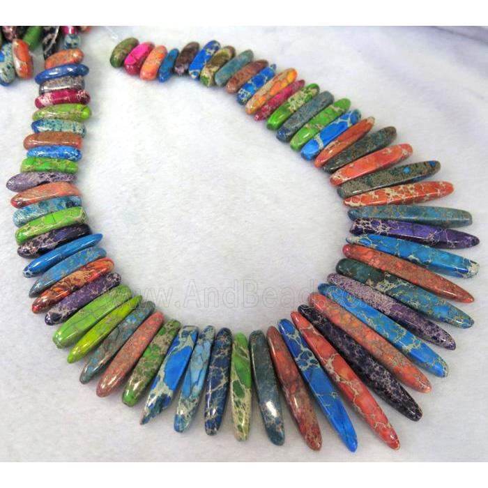 Imperial Jasper Beads for necklace, stick, mix color