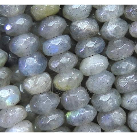 Labradorite bead, faceted rondelle, A grade