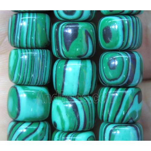 Synthetic Malachite Beads Green Barrel