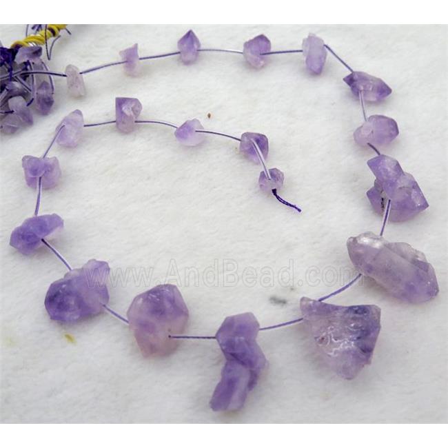 Amethyst collar bead, purple, freeform, top drilled