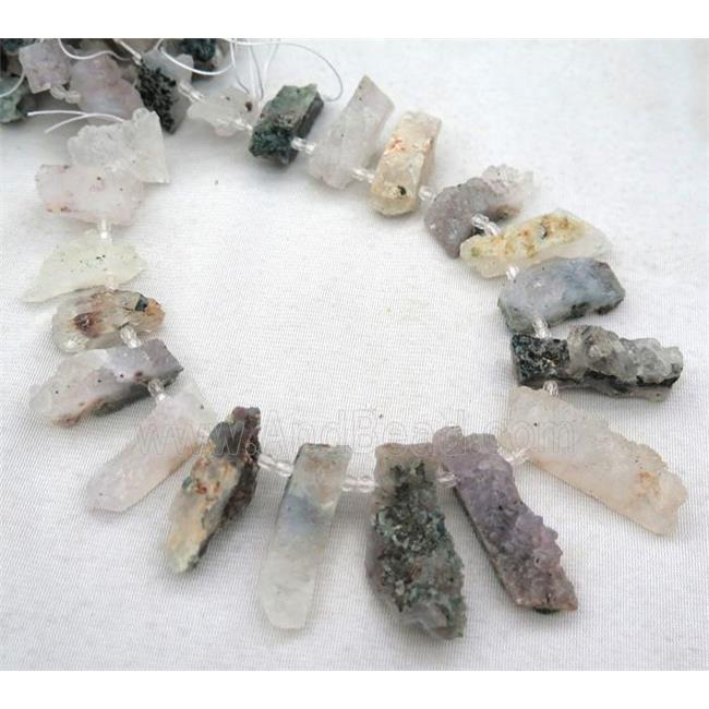 amethyst druzy collar bead, stick, purple
