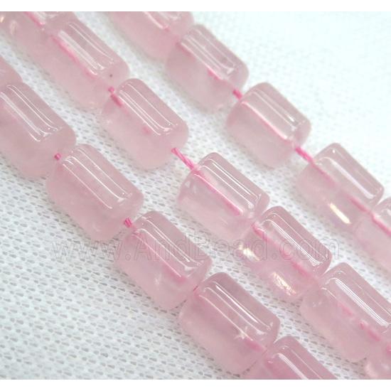 rose quartz beads, 3faces tube