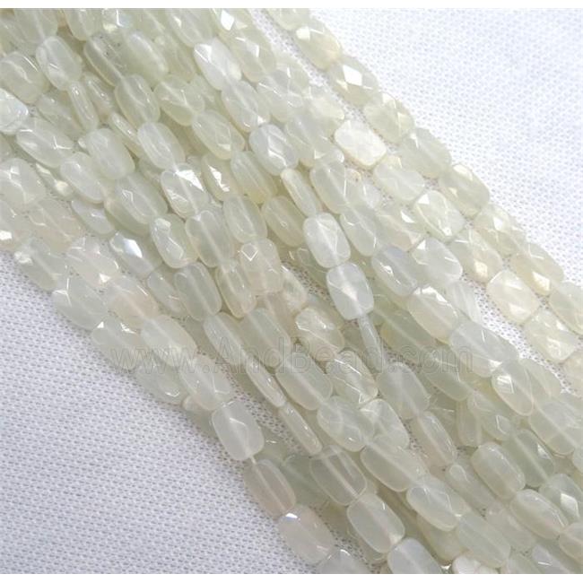 white gray MoonStone bead, faceted rectangle