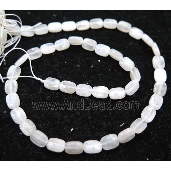 white MoonStone bead, faceted rectangle