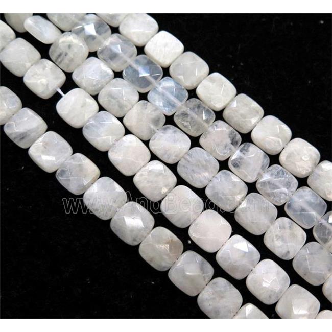white MoonStone beads, faceted square