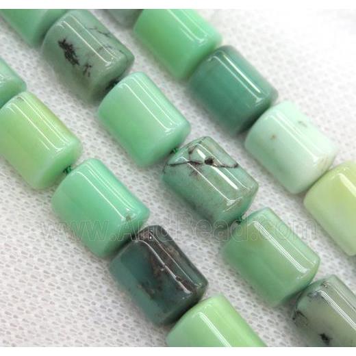 green grass Agate beads, 3faces tube