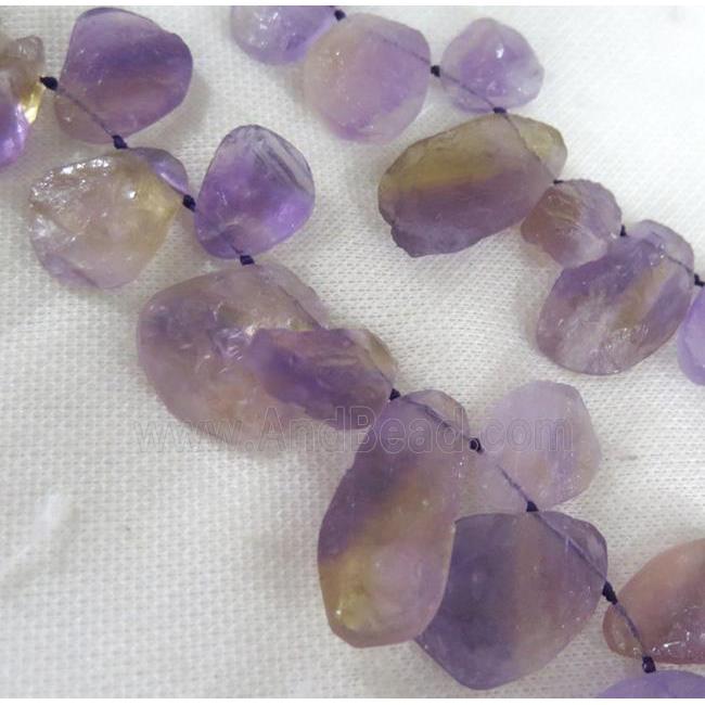 Ametrine chip bead, freeform, purple