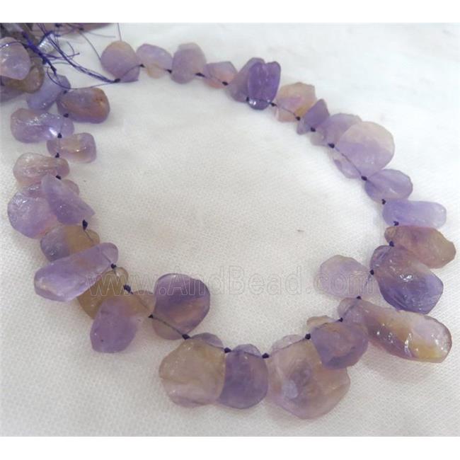 Ametrine chip bead, freeform, purple