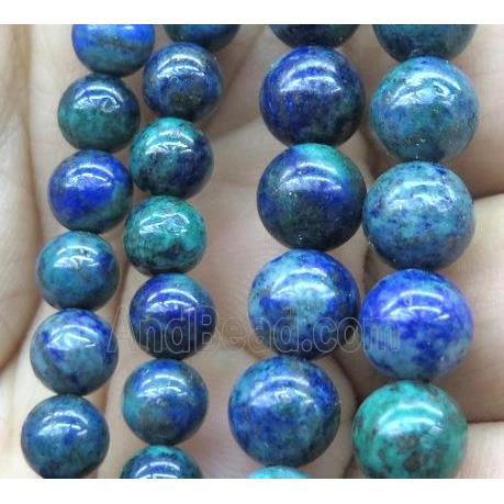 round Azurite beads, color treated