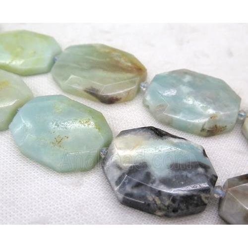 Chinese Amazonite slice beads, faceted freeform, blue