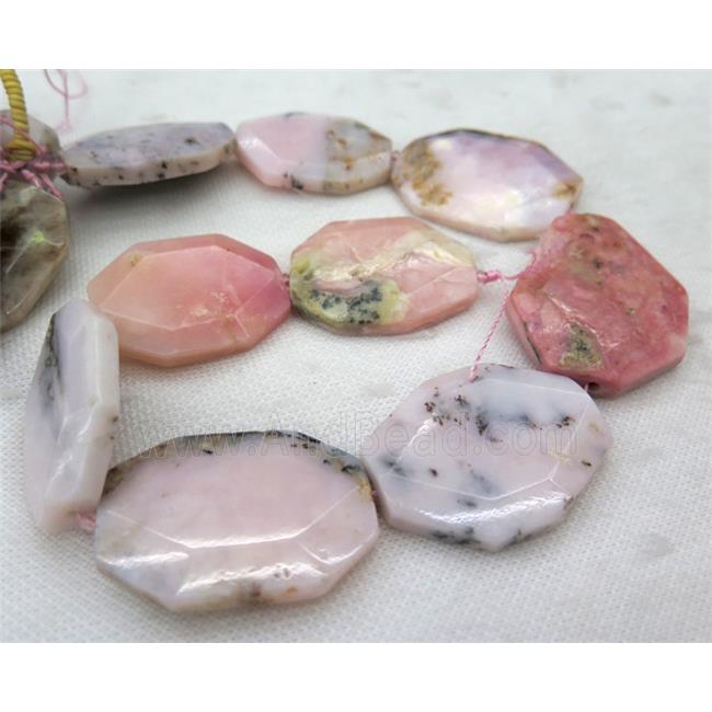 pink opal jasper slice beads, faceted freeform