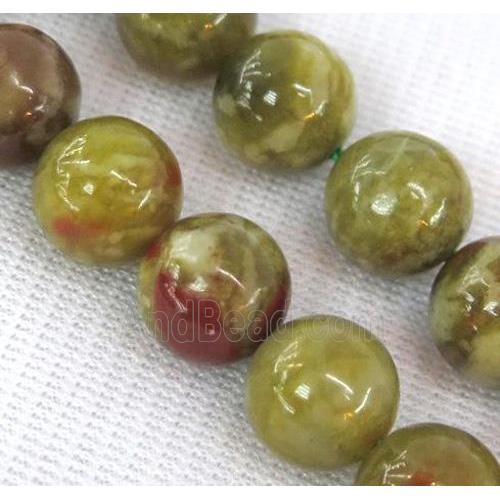 round Green Serpentine Jasper Beads