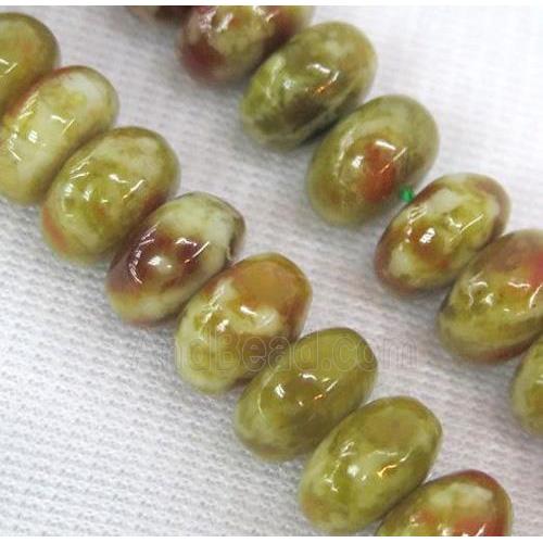Green Serpentine Jasper rondelle Beads