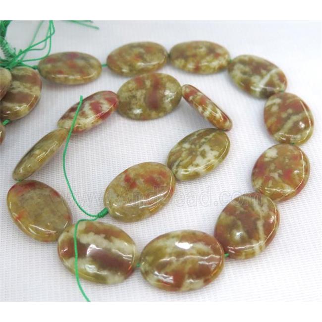 Green Serpentine Jasper Beads, oval