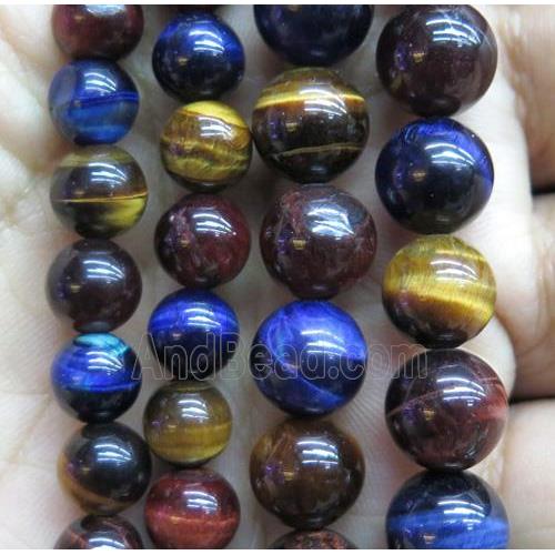 colorful tiger eye stone beads, round