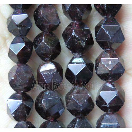 natural Garnet beads cut round darkred