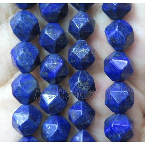 faceted round Lapis Lazuli beads ball, blue, starcut