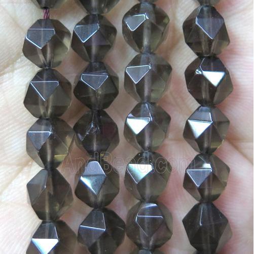 Smoky Quartz beads cut round