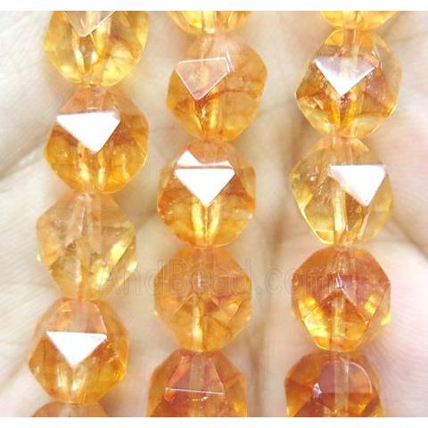 natural Citrine beads cut round golden dye