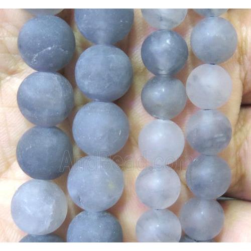 matte grey Cloudy Quartz beads, round