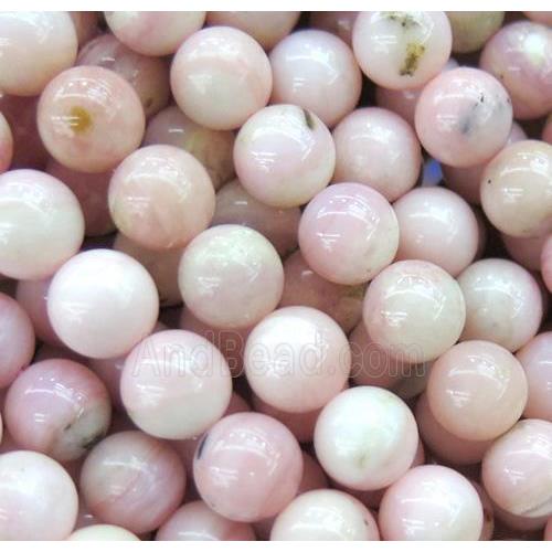 round Pink Opal Stone Beads