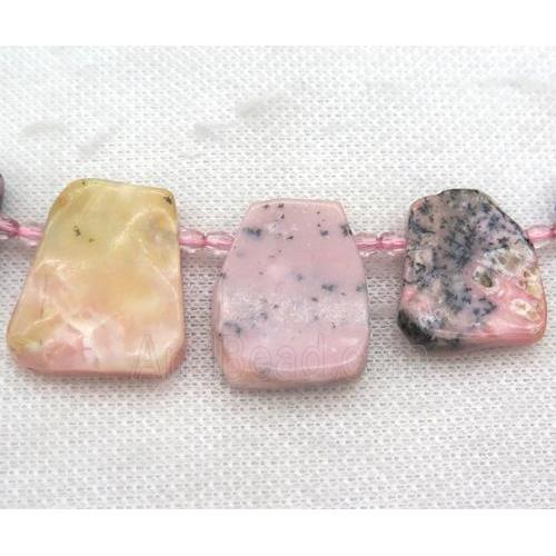 pink opal jasper beads collar, teardrop, top drilled