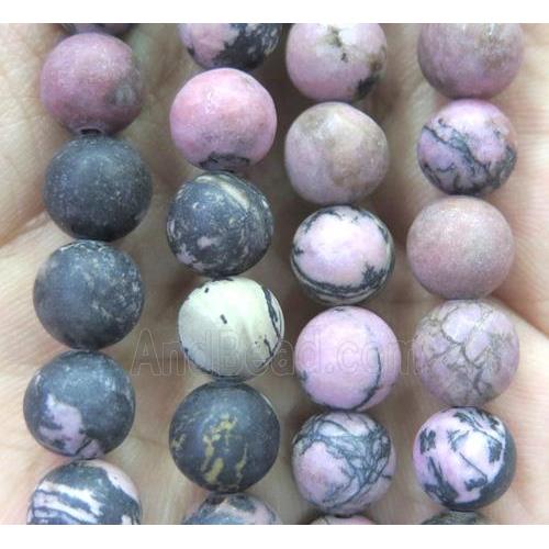 Rhodonite Beads, matte round