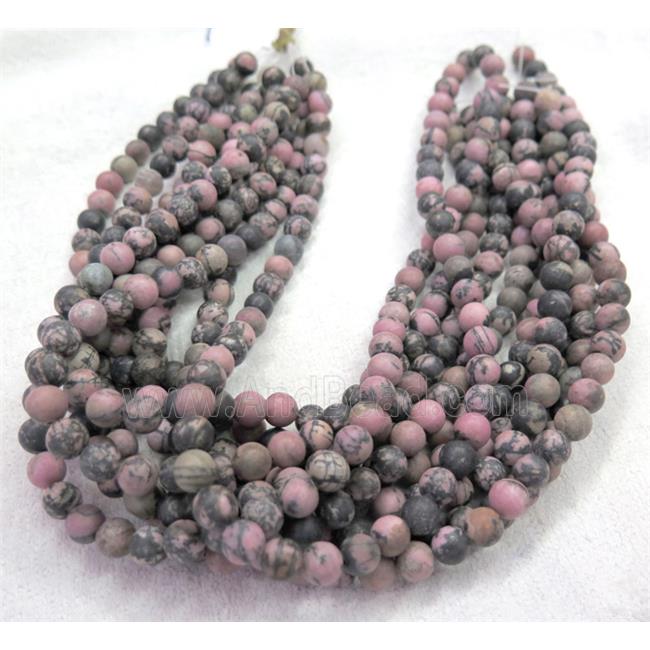 Rhodonite Beads, matte round
