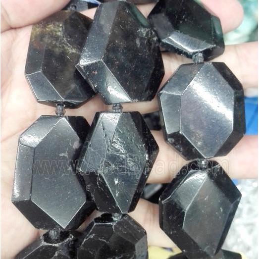 black tourmaline bead, slice, freeform