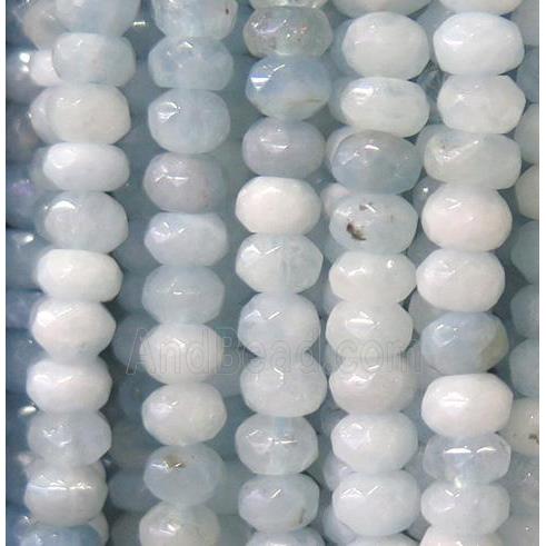 aquamarine bead, faceted rondelle, blue