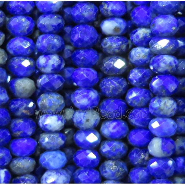 Lapis Lazuli bead, faceted rondelle, blue