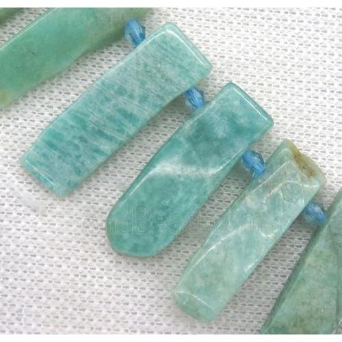 Russian Amazonite collar beads, stick, green