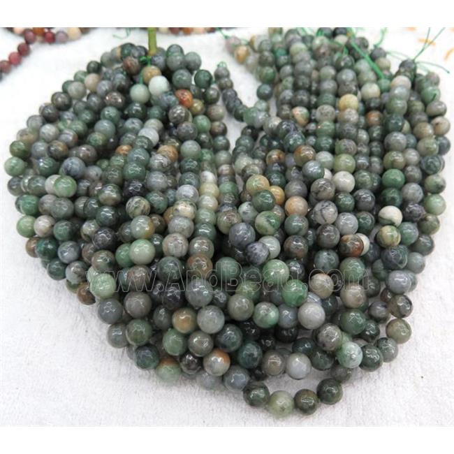 Natural Sinkiang Jadeite Beads Green Faceted Round