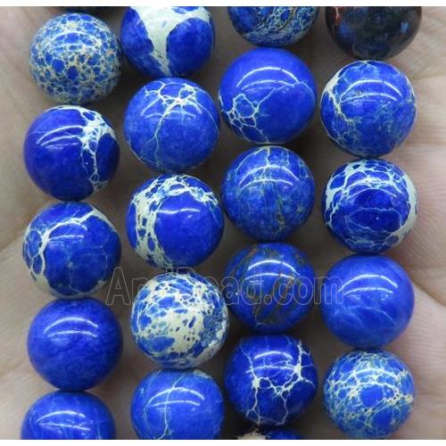 royal-blue Sea Sediment Jasper bead, round