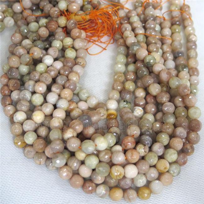 faceted round SunStone beads, pink