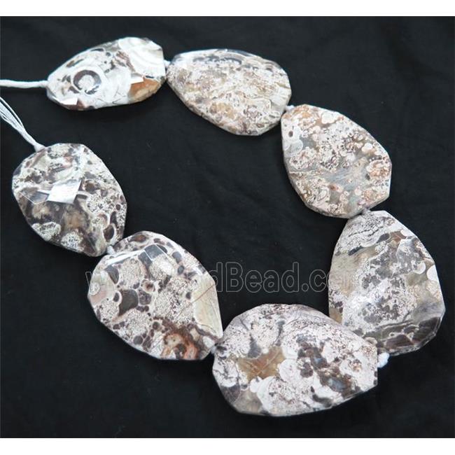 white Ocean Jasper beads, faceted freeform