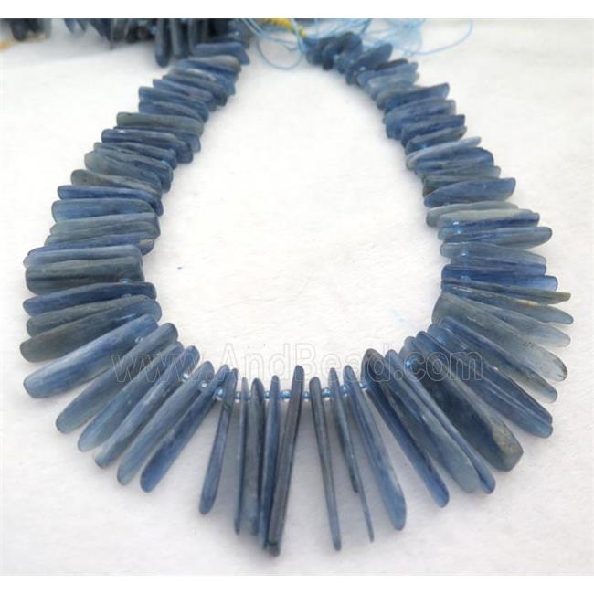 kyanite collar beads, stick, blue