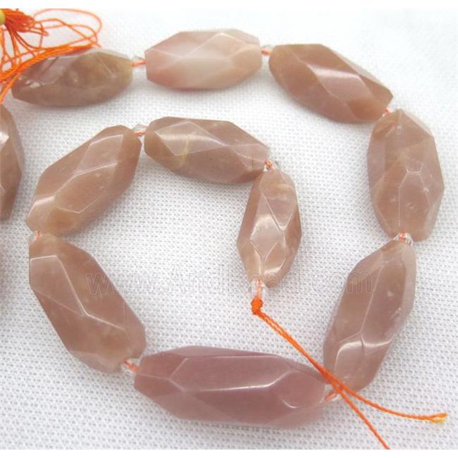 faceted Sunstone rice bead, pink