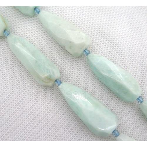 Amazonite bead, faceted teardrop, AB-grade