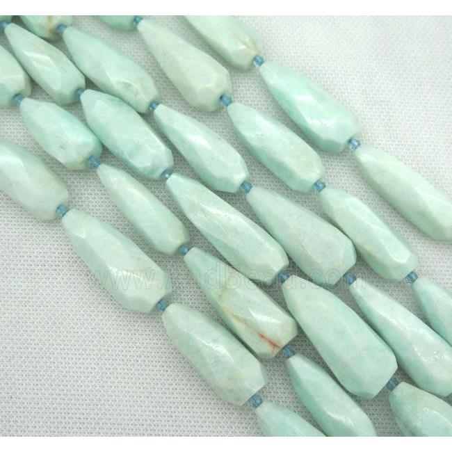 Amazonite bead, faceted teardrop, AB-grade