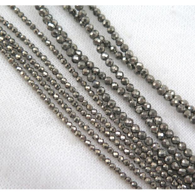 pyrite bead, faceted round, A grade