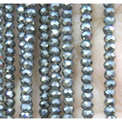 tiny pyrite seed beads, faceted rondelle, A grade