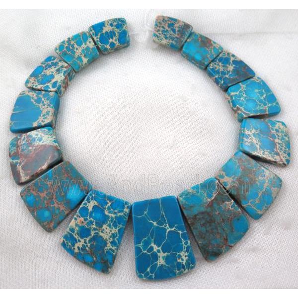 Sea Sediment Jasper necklace, freeform, blue