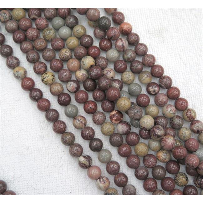 round Chinese Chohua Jasper Beads, red