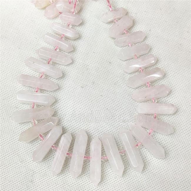 Rose Quartz Bullet Beads, point, pink