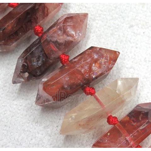 Red Iron-Quartz Bullet Beads Ferruginous