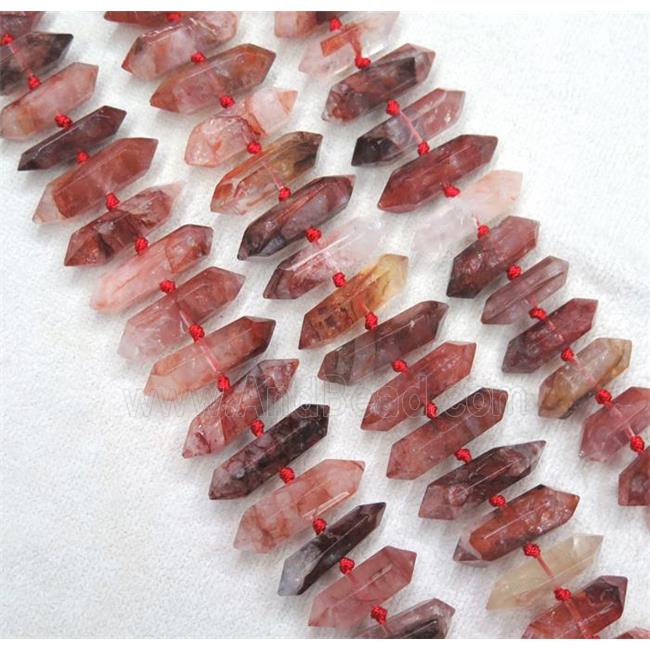Red Iron-Quartz Bullet Beads Ferruginous