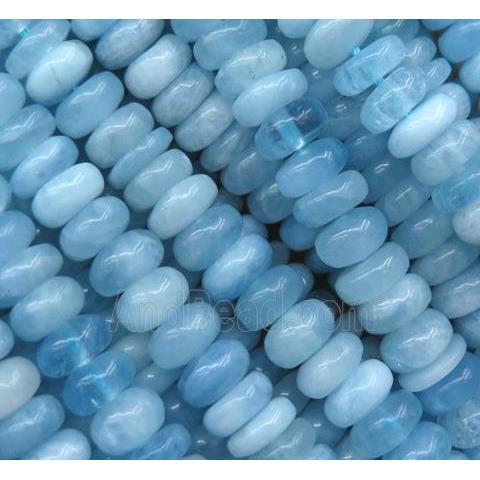 Aquamarine rondelle beads, blue